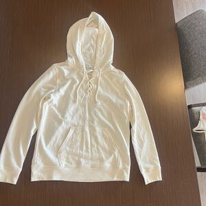 J.Crew Ivory Lace-Up Hoodie Sweatshirt | Women’s Small